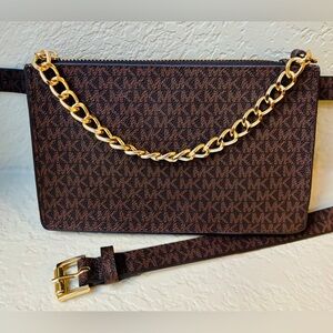MICHAEL KORS 🦋 Signature logo chain detail belt bag fanny pack. NWT